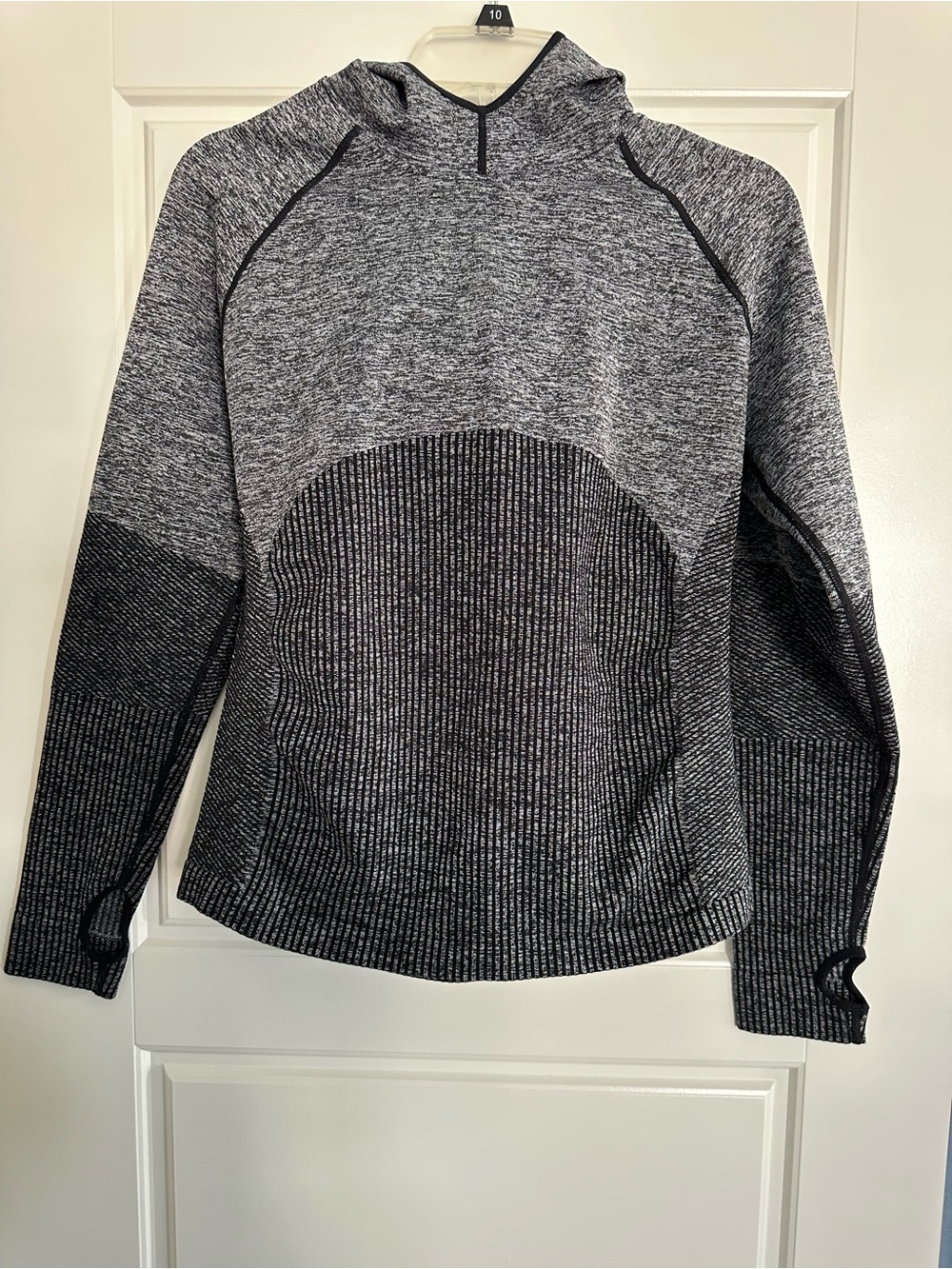Fabletics Gray Textured Hooded Knit Sweatshirt